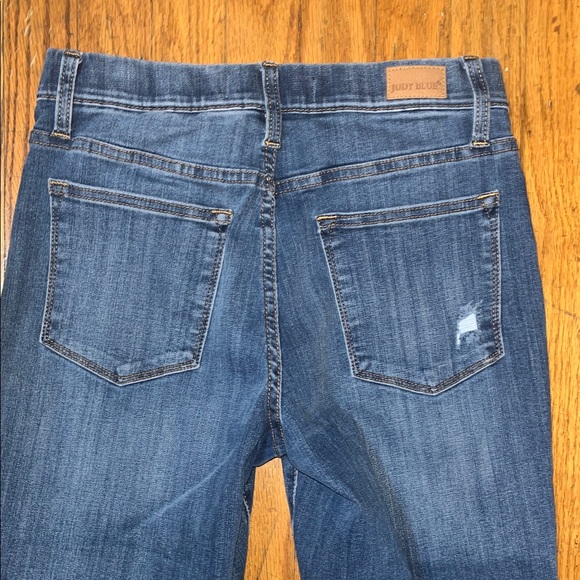 Judy Blue Boyfriend Fit Pull On Blue Distressed Women Jeans Size 27 - Picture 7 of 10